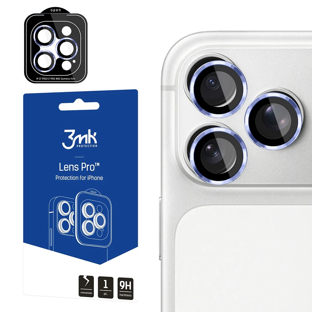 Pellicola protettiva per fotocamera posteriore 3MK Protection Pro per Apple iPhone 18 Pro / 18 Pro Max, vetro temperato, blu — 1