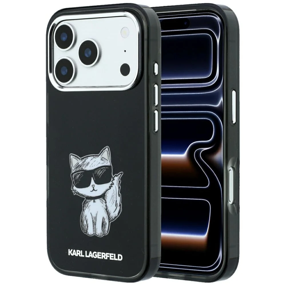 Custodia MagSafe per Apple iPhone 18 Pro Max / 17 Pro Max, Karl Lagerfeld, IML Choupette Body Sketch Print, Nera — 1