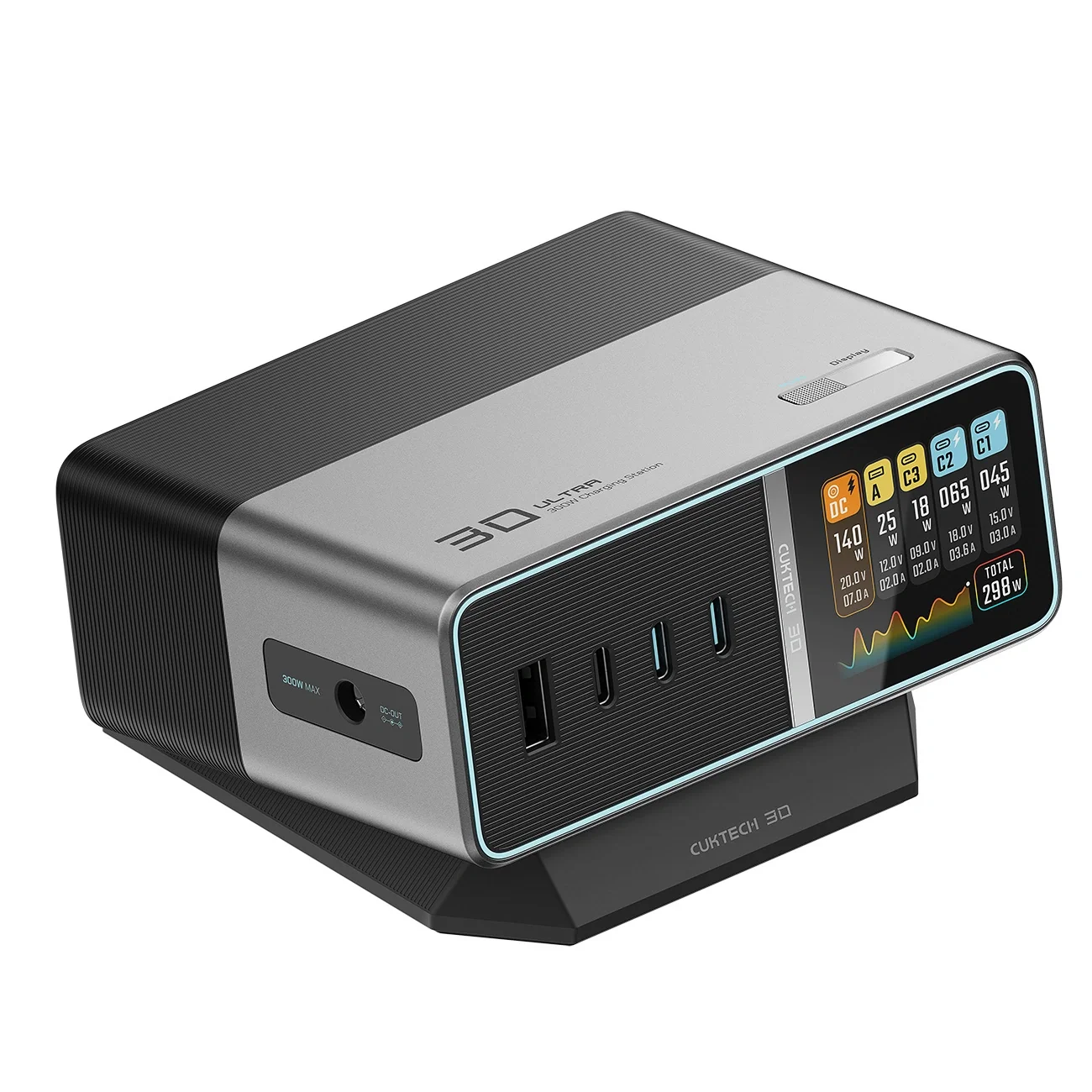 Caricatore Stazione Cuktech TA3005U, 300W, 1 x DC - 1 x USB-A - 3 x USB-C, Grigio — 1