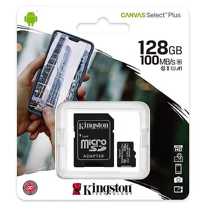 Scheda di Memoria microSDXC Kingston Canvas Select Plus Android A1, 128Gb, Classe 10 / UHS-1 U1, Con Adattatore SDCS2/128GB — 2