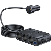 Caricabatterie Auto 3MK Power Splitter, 120W, 3A, 3 x USB-A - 1 x USB-C - 3 x Estensione Accendisigari, Nero