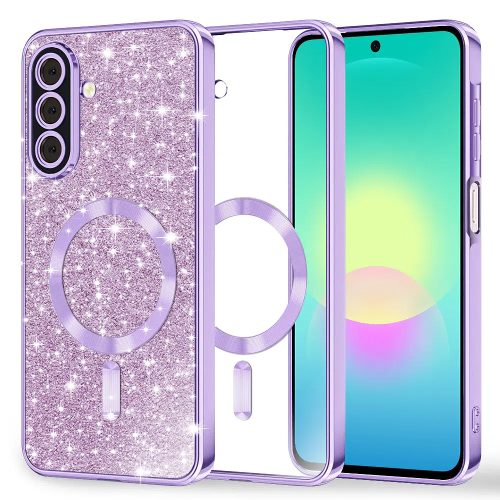 Custodia MagSafe per Samsung Galaxy A27 5G, Techsuit, Luxury Glitter, Viola Chiaro — 1