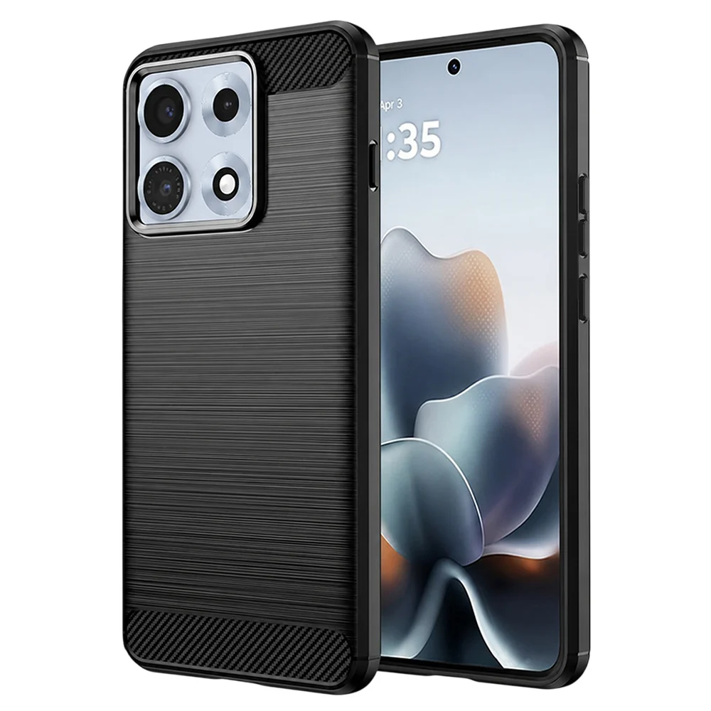 Custodia per Motorola Edge 70 Max, Techsuit, Carbonio, Nera — 1