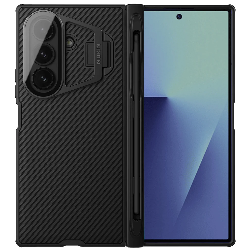 Custodia per Samsung Galaxy Z Fold7 F966, Nillkin, CamShield Prop con copertura trasparente per lente e supporto per S-Pen, Nera — 1