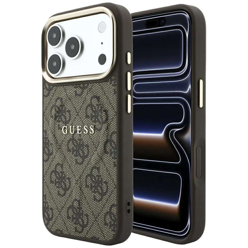Custodia MagSafe per Apple iPhone 18 Pro Max / 17 Pro Max, Guess, 4G Embossed Classic, Marrone — 1