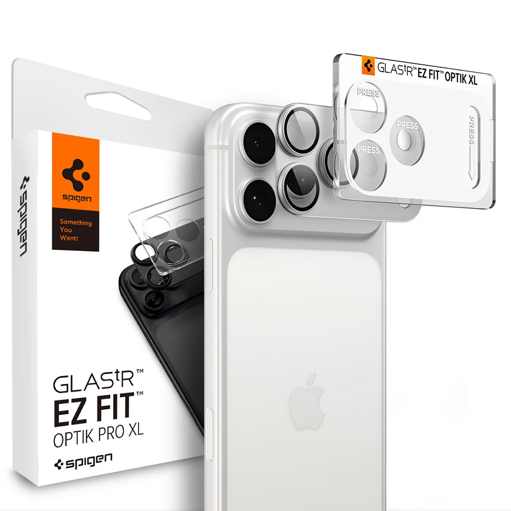 Pellicola protettiva per fotocamera posteriore Spigen GlastR EZ FIT Optik Pro XL per Apple iPhone 18 Pro Max, vetro temperato, argento AGL12042 — 1