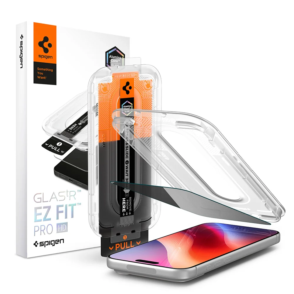 Pellicola protettiva per schermo Privacy Spigen GlastR EZ FIT Pro HD per Apple iPhone 18 Pro Max, Vetro Temperato, Full Glue AGL12034 — 1