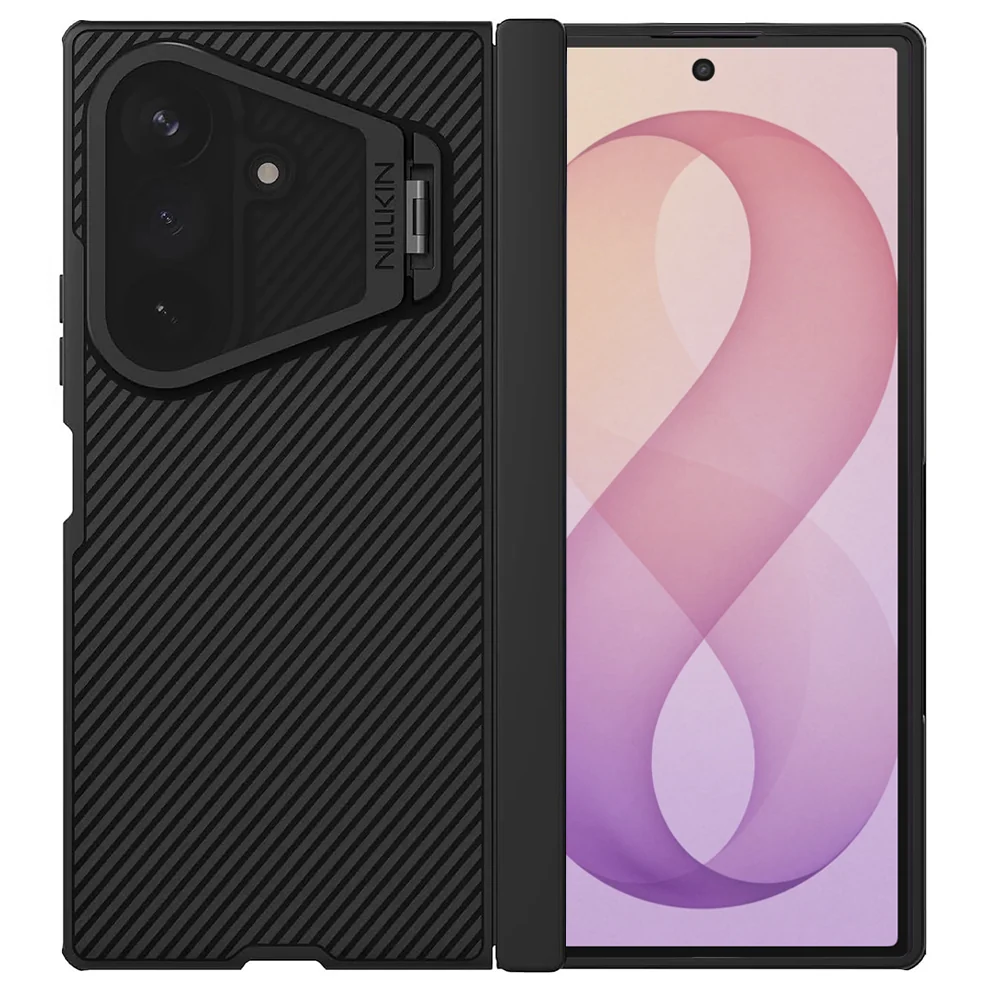 Custodia MagSafe per Samsung Galaxy Z Fold8 Ultra F976, Nillkin, CamShield Prop con copertura obiettivo nera trasparente, Nera — 1