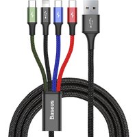 Cavo di ricarica USB-A - Lightning / microUSB / 2 x USB-C Baseus Rapid 4in1, 20W, 1.2m, Nero CA1T4-B01