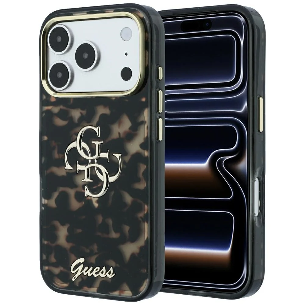 Custodia per Apple iPhone 18 Pro Max / 17 Pro Max, Guess, IML 4G Metal Script, Marrone — 1