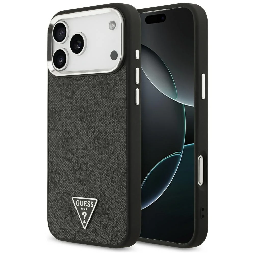 Custodia MagSafe per Apple iPhone 18 Pro Max / 17 Pro Max, Guess, Logo Triangolo 4G, Nera — 1