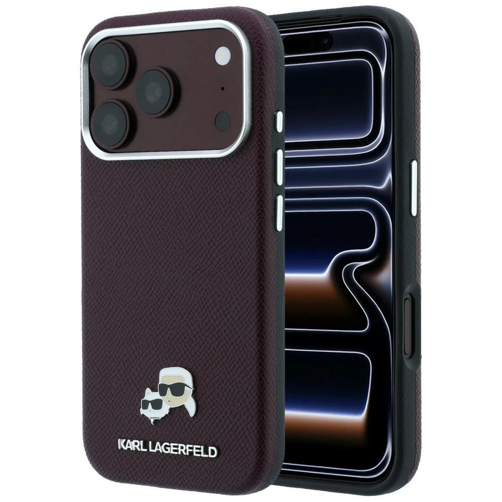 Custodia MagSafe per Apple iPhone 18 Pro / 17 Pro, Karl Lagerfeld, Grained KC Heads, Vinaccia — 1
