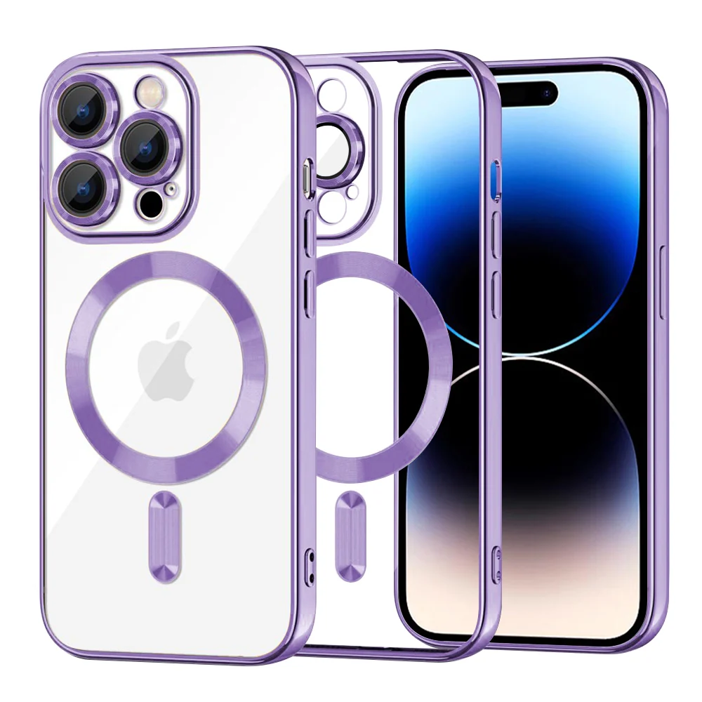 Custodia MagSafe per Apple iPhone 14 Pro, Techsuit, Luxury Crystal, Viola Chiaro — 1
