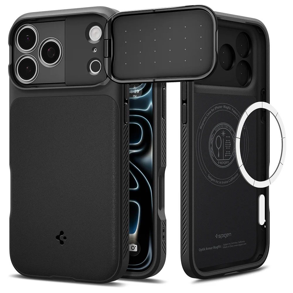 Custodia MagSafe per Apple iPhone 18 Pro Max / 17 Pro Max, Spigen, Optik Armor, Nera ACS09900 — 1
