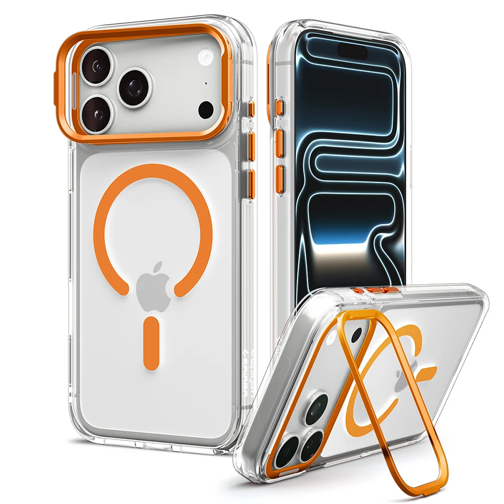 Custodia MagSafe per Apple iPhone 18 Pro Max / 17 Pro Max, Spigen, Ultra Hybrid Optik S, Trasparente Arancione ACS11910 — 1