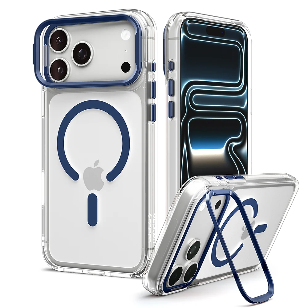Custodia MagSafe per Apple iPhone 18 Pro Max / 17 Pro Max, Spigen, Ultra Hybrid Optik S, Trasparente Blu Navy ACS11909 — 1