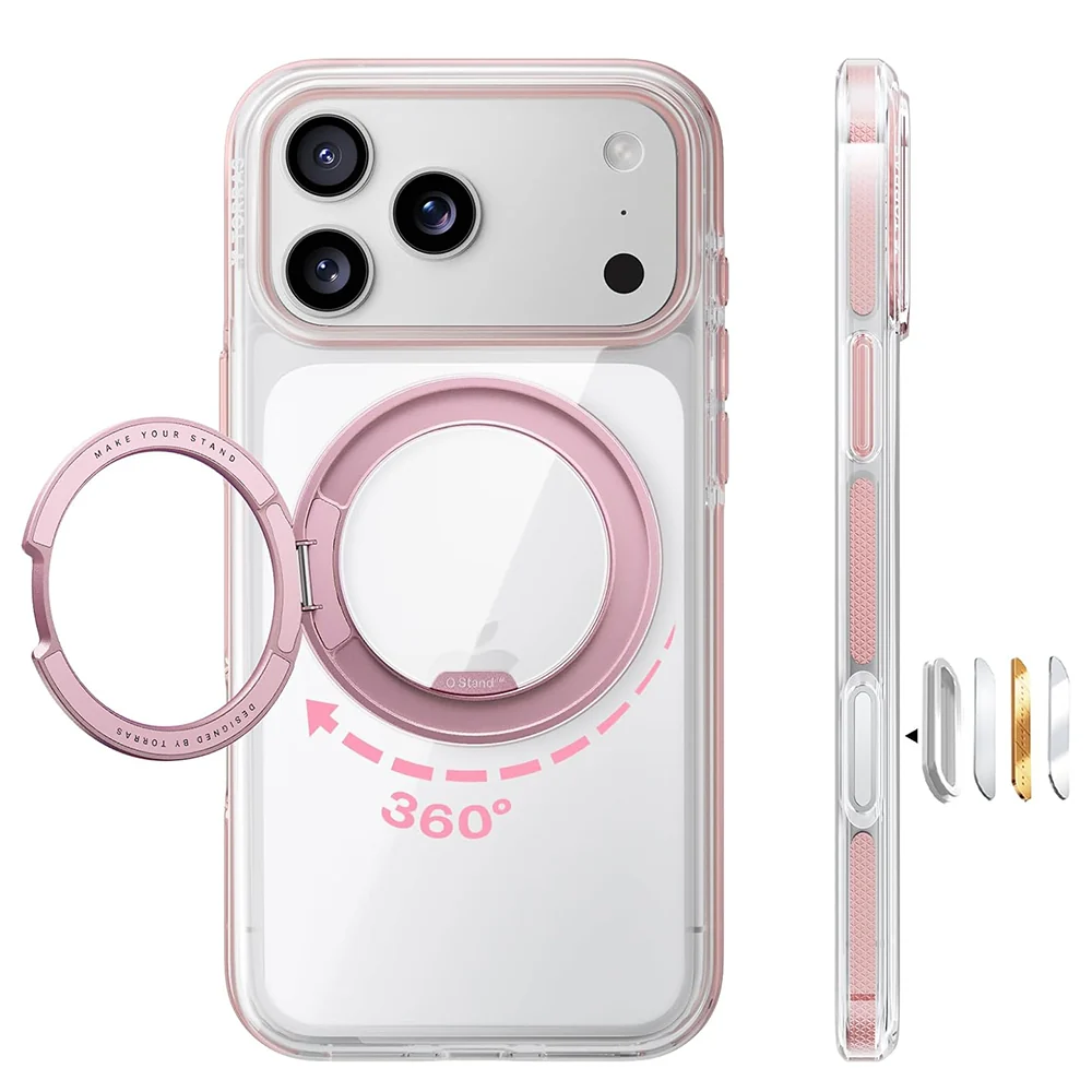 Custodia MagSafe per Apple iPhone 18 Pro / 17 Pro, Torras, Ostand O3 Light, Rosa — 1