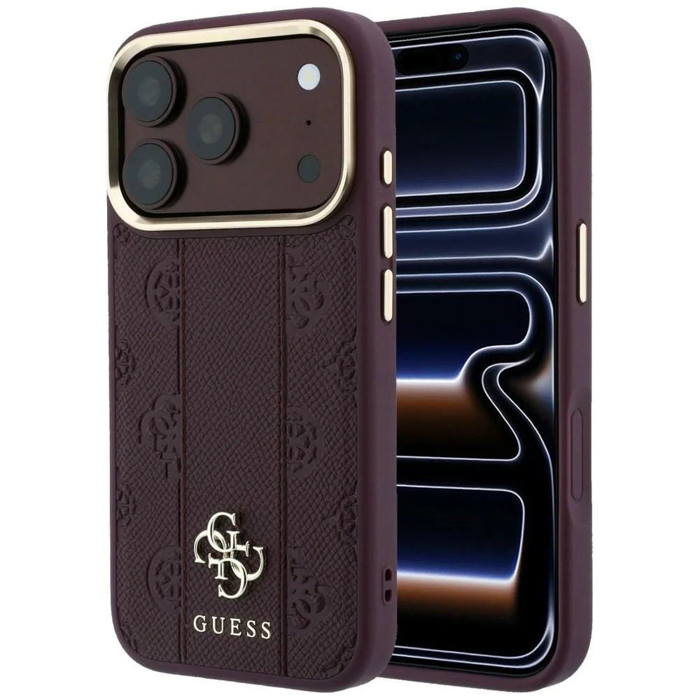 Custodia MagSafe per Apple iPhone 18 Pro / 17 Pro, Guess, Stripe Peony 4G, Vinaccia — 1