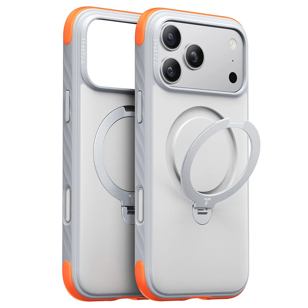 Custodia MagSafe per Apple iPhone 18 Pro / 17 Pro, Torras, Ostand Q3 Rugged, Bianca — 1