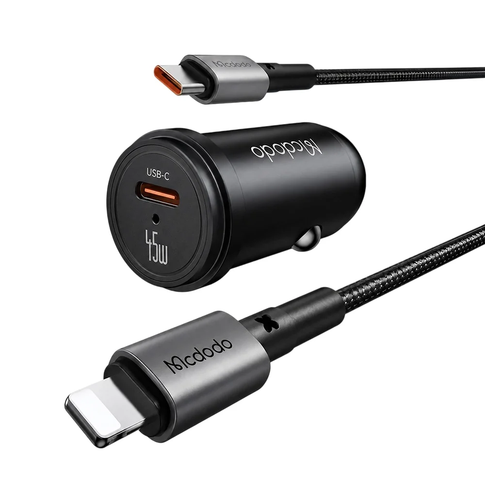Caricatore Auto Con Cavo USB-C Mcdodo CC-7495, 45W, 3A, 1 x USB-C, Nero — 1