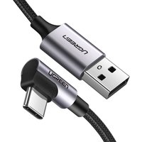 Cavo Dati e Ricarica USB-A - USB-C UGREEN US284 Angled, 18W, 0.5m, Grigio