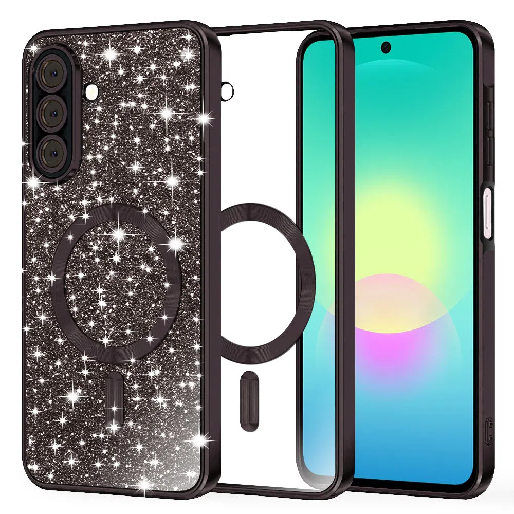 Custodia MagSafe per Samsung Galaxy A27 5G, Techsuit, Luxury Glitter, Nera — 1