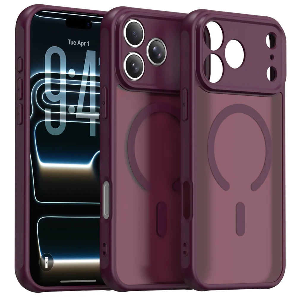 Custodia MagSafe per Apple iPhone 18 Pro Max / 17 Pro Max, Techsuit, HaloFrost II, Bordeaux Scuro — 1