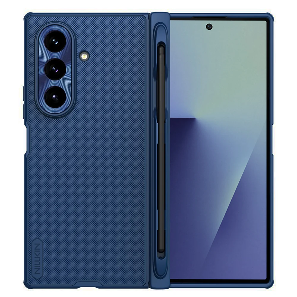 Custodia MagSafe per Samsung Galaxy Z Fold7 F966, Nillkin, Super Frosted Shield con Porta Penna, Blu — 1