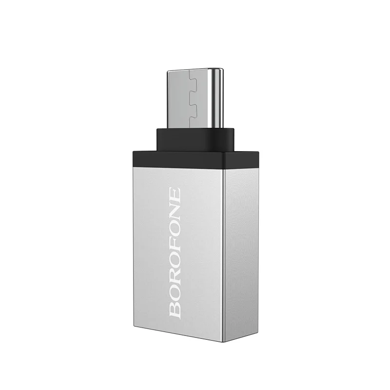 Adattatore OTG USB-A - USB-C Borofone BV3, Argento — 1