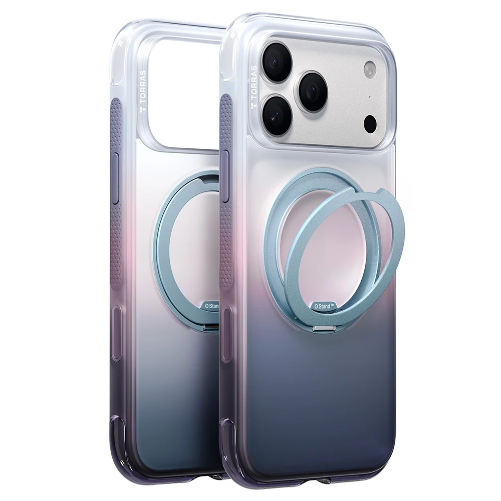 Custodia MagSafe per Apple iPhone 18 Pro / 17 Pro, Torras, Ostand O3 Air Gradient, Viola Arancione — 1