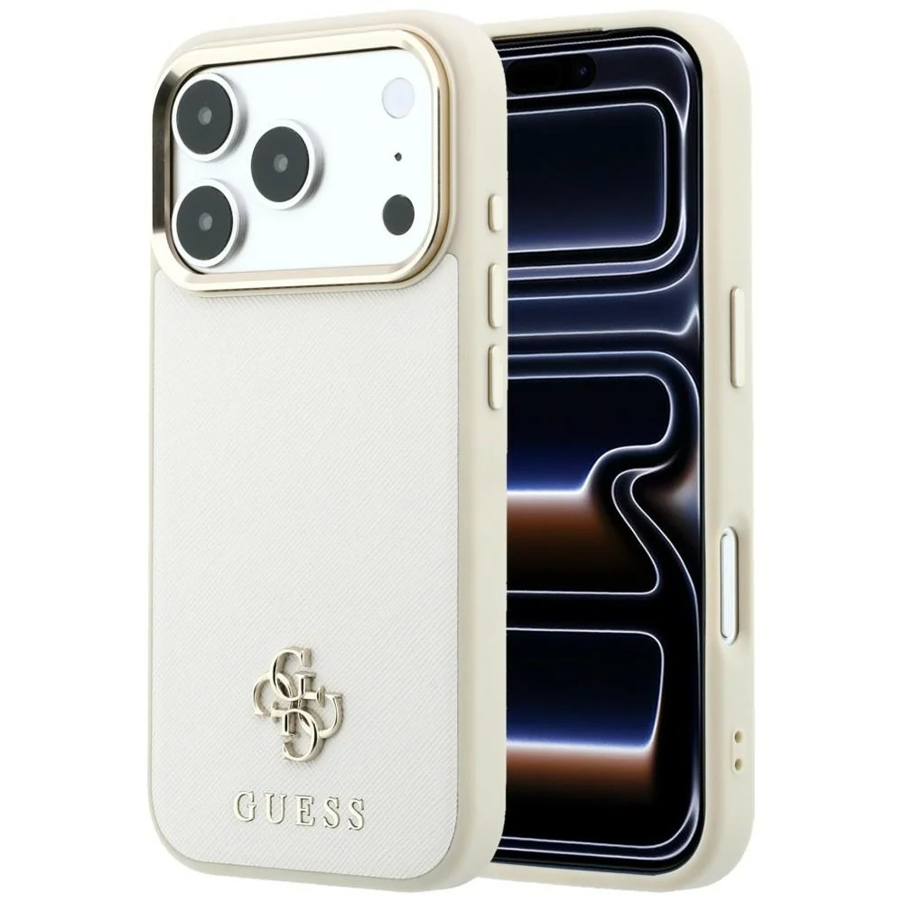 Custodia MagSafe per Apple iPhone 18 Pro Max / 17 Pro Max, Guess, Saffiano Small 4G Classic, Beige — 1