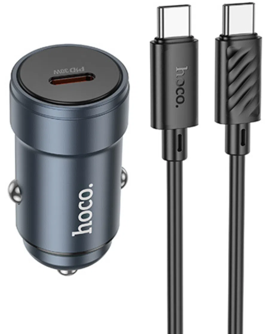 Caricatore Auto Con Cavo USB-C HOCO Z57, 30W, 3A, 1 x USB-C, Grigio — 1