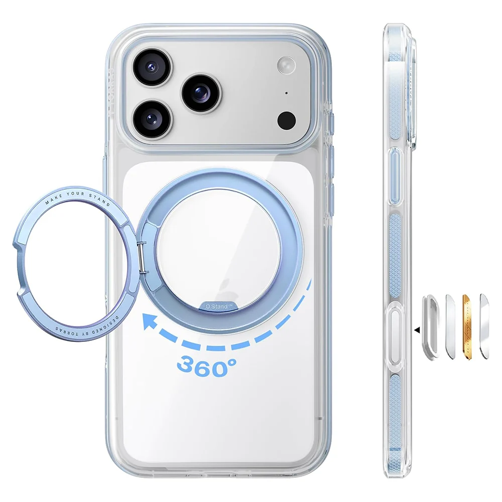 Custodia MagSafe per Apple iPhone 18 Pro / 17 Pro, Torras, Ostand O3 Light, Blu — 1