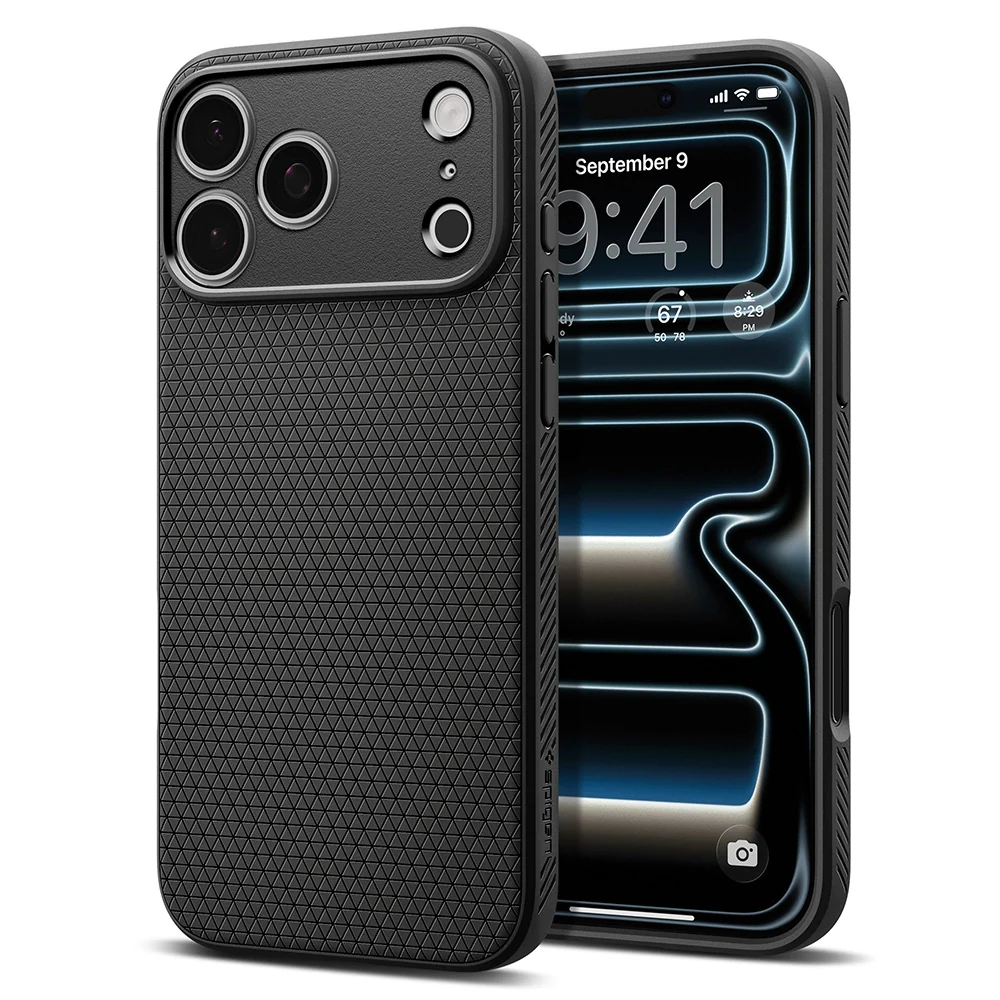 Custodia per Apple iPhone 18 Pro Max / 17 Pro Max, Spigen, Liquid Air, Nero Opaco ACS12111 — 1