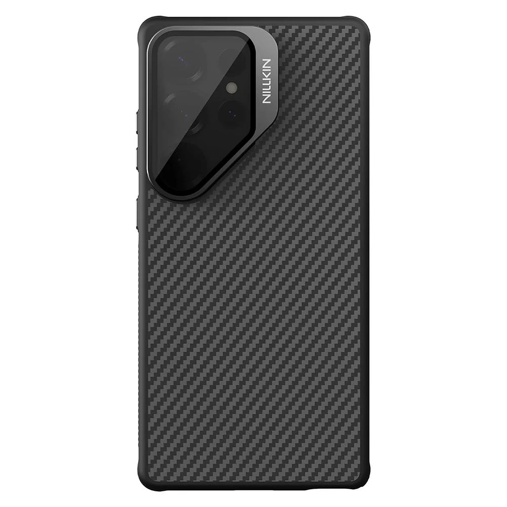 Custodia MagSafe per Samsung Galaxy S25 Ultra S938, Nillkin, CarboProp con copertura obiettivo nera trasparente, Nera — 1