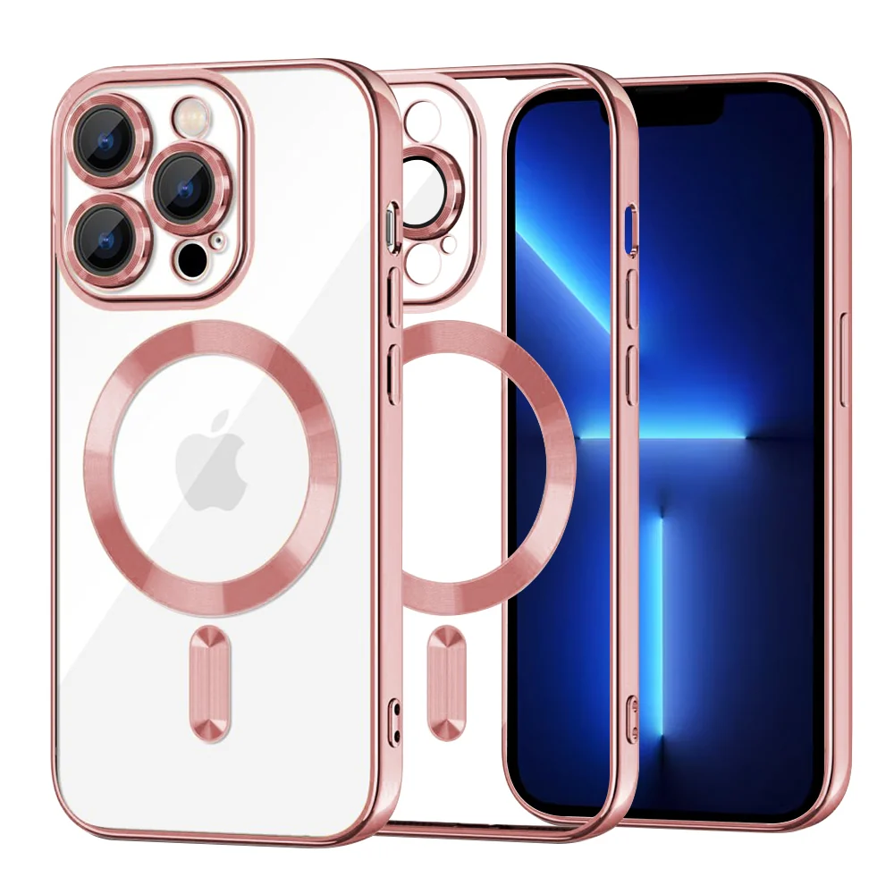 Custodia MagSafe per Apple iPhone 13 Pro Max, Techsuit, Luxury Crystal, Rosa — 1