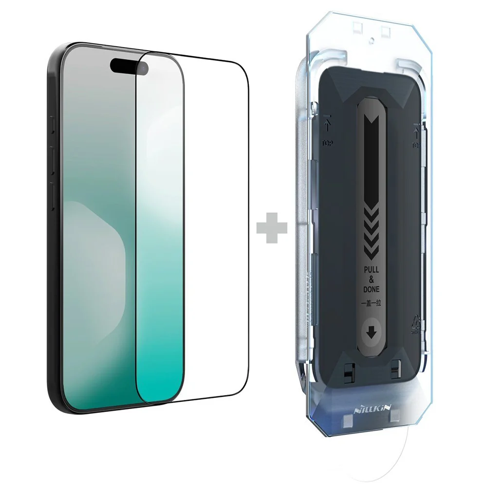 Pellicola protettiva per schermo Nillkin CP+ Pro con applicatore per Apple iPhone 18 Pro / 17 Pro, vetro temperato, adesivo completo, nero — 1