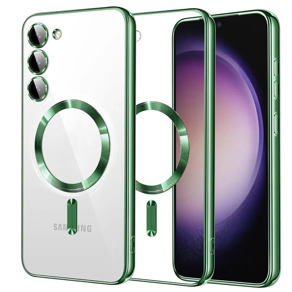 Custodia MagSafe per Samsung Galaxy S23 S911, Techsuit, Luxury Crystal, Verde Chiaro — 1