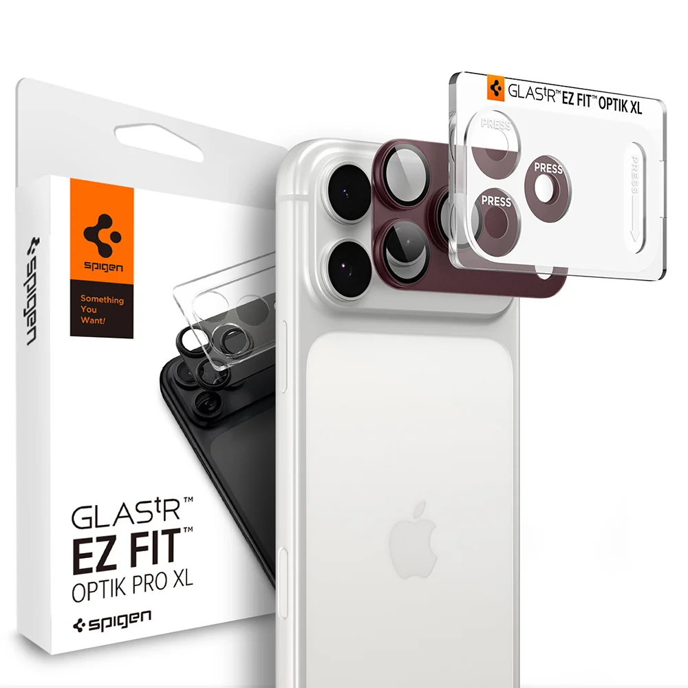 Pellicola protettiva per fotocamera posteriore Spigen GlastR EZ FIT Optik Pro XL per Apple iPhone 18 Pro Max, vetro temperato, bordeaux AGL12040 — 1