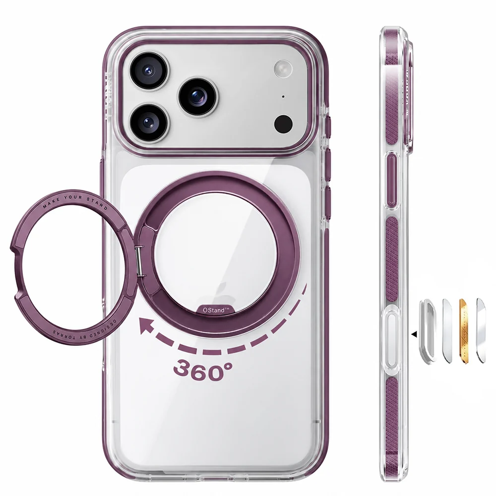 Custodia MagSafe per Apple iPhone 18 Pro / 17 Pro, Torras, Ostand O3 Light, Viola — 1