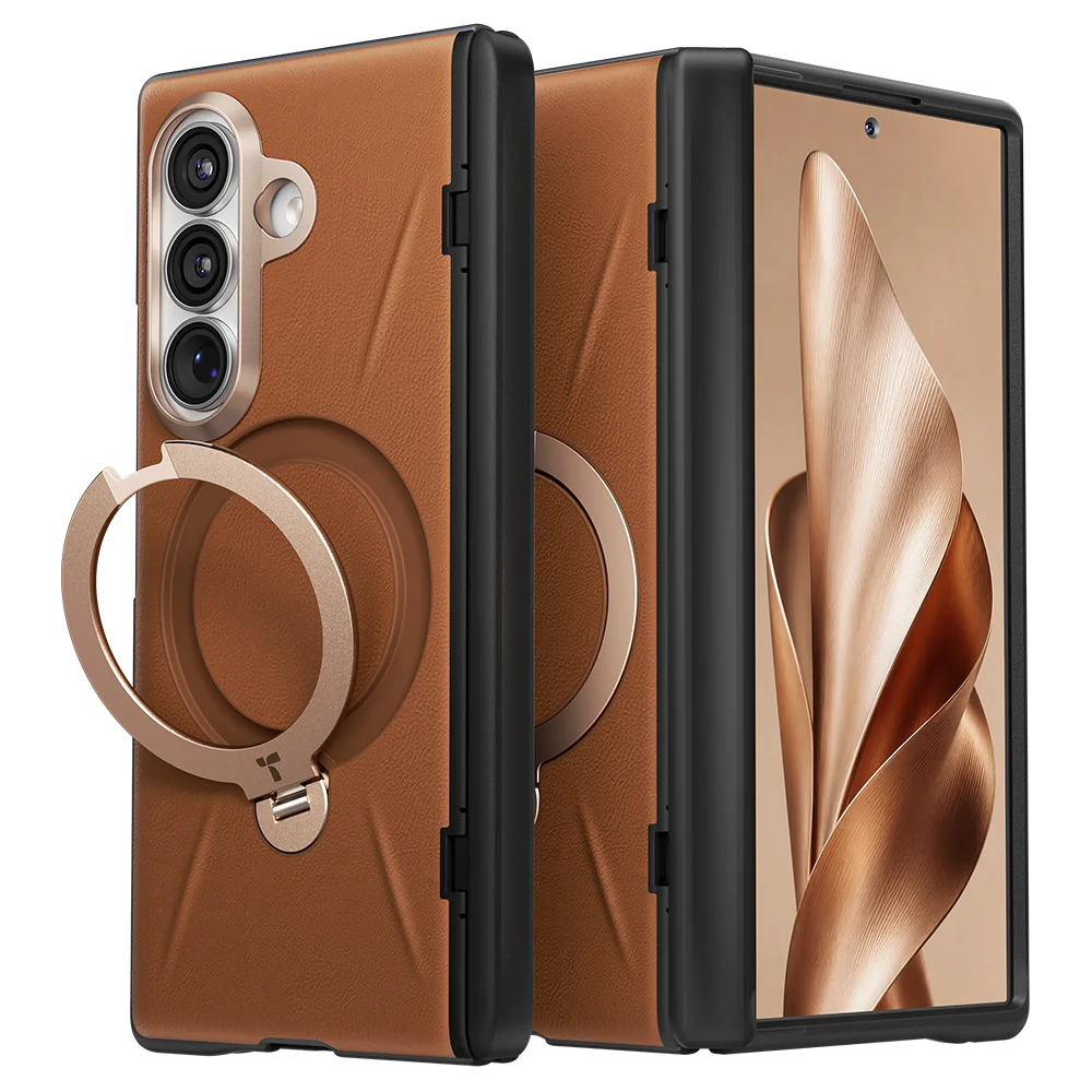 Custodia MagSafe per Samsung Galaxy Z Fold8 Ultra F976, Torras, QPRO Leather, Marrone — 1