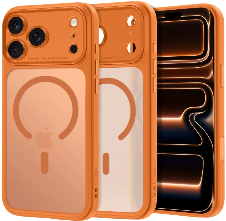 Custodia MagSafe per Apple iPhone 18 Pro Max / 17 Pro Max, Tech-Protect, MagPeak CC, Arancione Opaco — 1