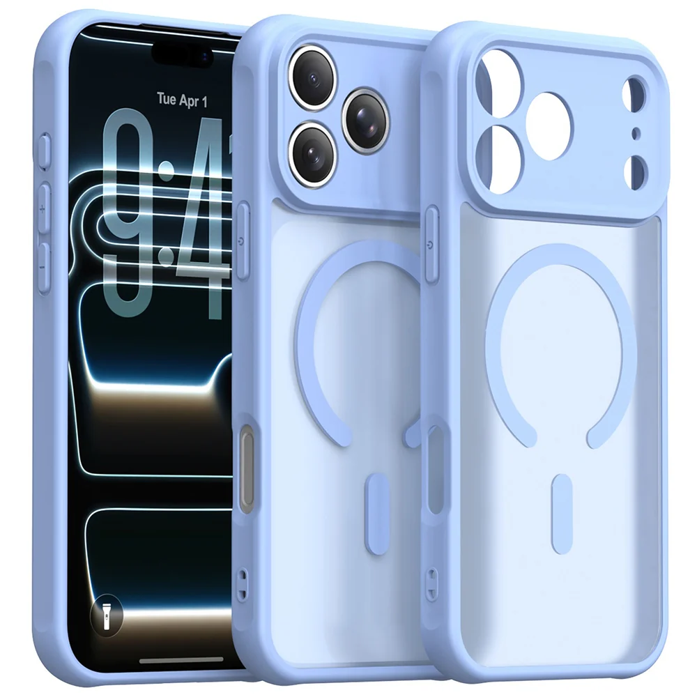 Custodia MagSafe per Apple iPhone 18 Pro Max / 17 Pro Max, Techsuit, HaloFrost II, Blu — 1