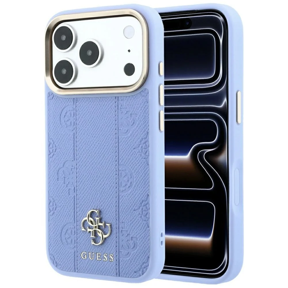 Custodia MagSafe per Apple iPhone 18 Pro Max / 17 Pro Max, Guess, Stripe Peony 4G, Blu — 1