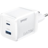 Caricabatterie Retea BWOO CDA224, 70W, 3.25A, 1 x USB-A - 1 x USB-C, Bianco