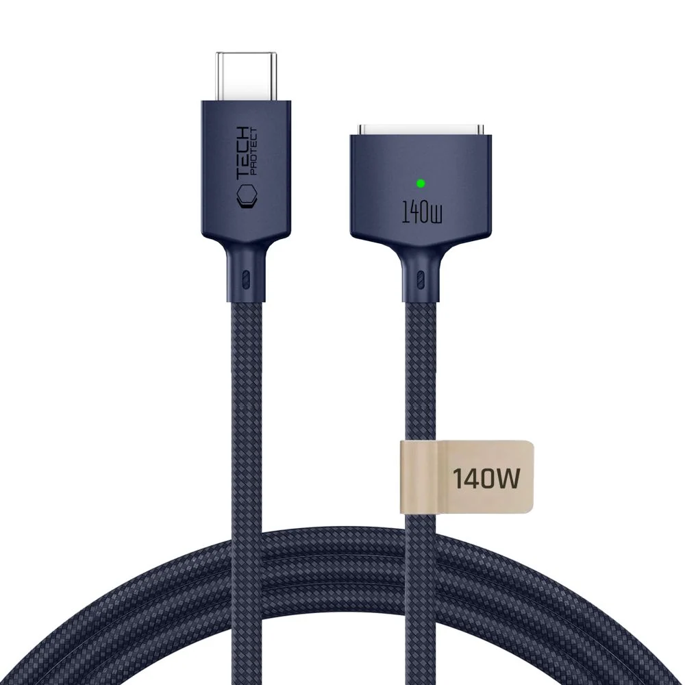 Cavo di Ricarica Tech-Protect MMC01 Ultraboost, USB-C - MagSafe 3, 140W, 3m, Blu Navy — 1