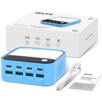 Caricabatterie Stazione Relife Q2, 120W, 5A, 4 x USB-A - 4 x USB-C, Blu