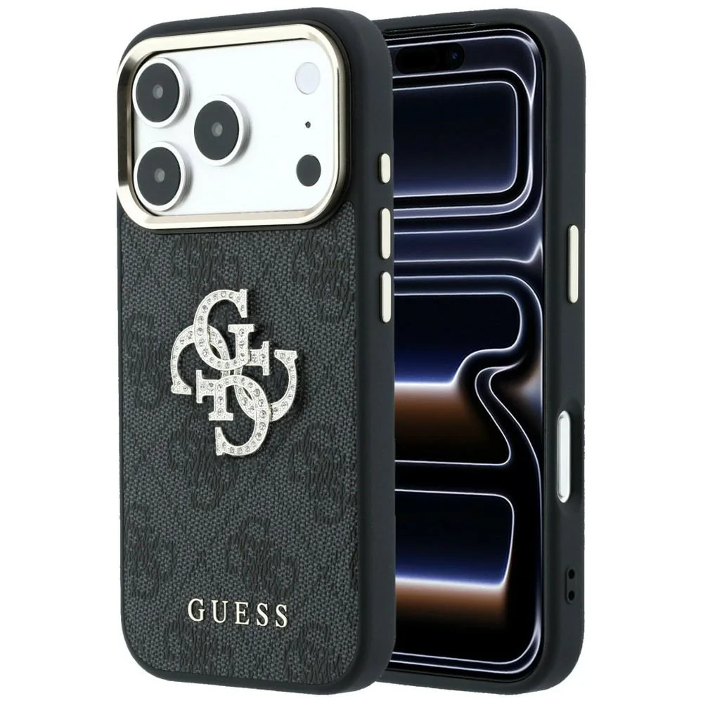 Custodia per Apple iPhone 18 Pro Max / 17 Pro Max, Guess, 4G Big Strass Logo, Nera — 1