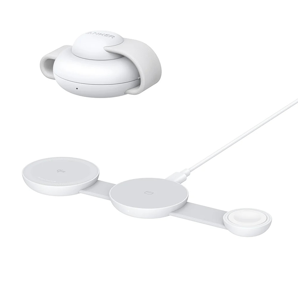 Caricatore Retea Wireless Anker MagGo 3in1, 15W, 1.67A, Bianco B25M8H21 — 1