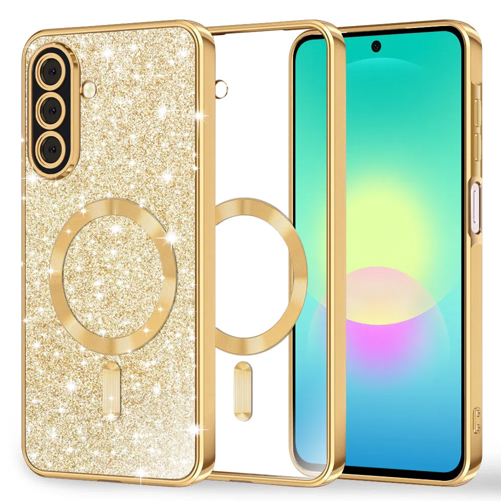 Custodia MagSafe per Samsung Galaxy A27 5G, Techsuit, Luxury Glitter, Dorata — 1